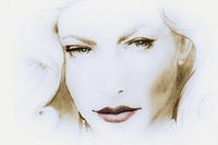 Lauren Bacall, Aquarell Porträt Frau helle Version