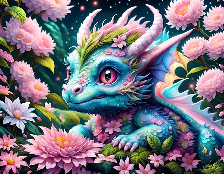 Niedlicher kleiner Drache -2 von Johannas Art Creations