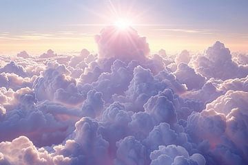 Zonsopgang boven een zee van wolken van De Muurdecoratie