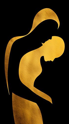 Umarmung einer goldenen Silhouette