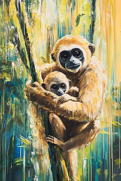 Moeder gibbon met jong van Imperial Art House