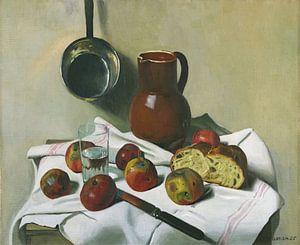 Félix Vallotton - Äpfel, Krug, Wasserglas und Blechpfanne (1925)