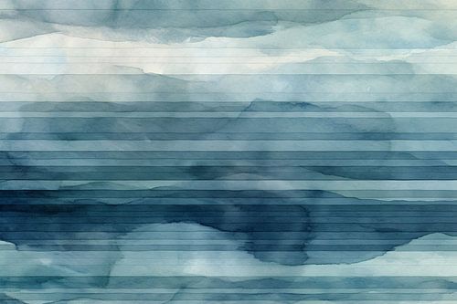 Paysage à l'aquarelle avec ciel bleu et nuages blancs