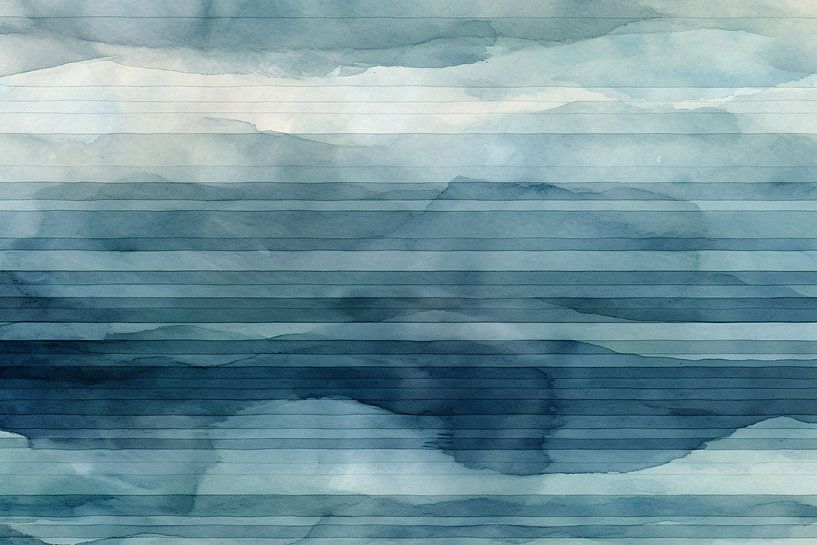 Watercolour landscape with blue sky and white clouds by Art & Soul Creations