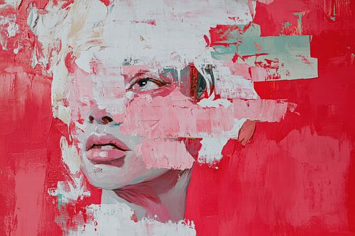 Abstract portret van een vrouw in het rood