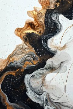 Abstraction in form and elegance with gold black and white by Digitale Schilderijen