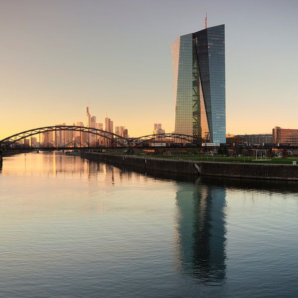 European Central Bank in Frankfurt at sunset by Markus Lange