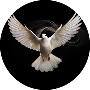 Witte duif vliegend van TheXclusive Art