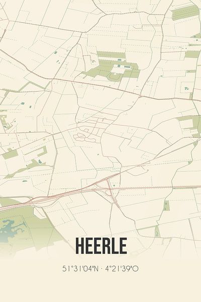 Alte Landkarte von Heerle (Nordbrabant) von Ortsdrucke