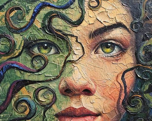 Visage de femme | Vignes et yeux ouverts