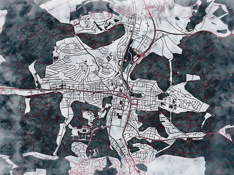 Map of Heidenheim an der Brenz with the style 'White Winter' by Maporia