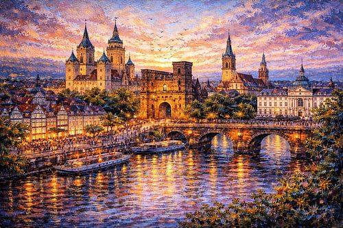 Trier in Duitsland, een impressionistisch schilderij.