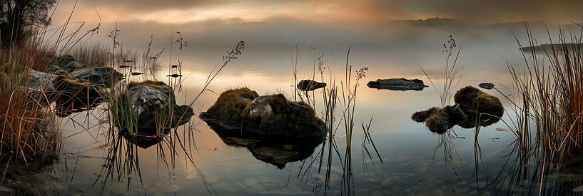Panorama einer Wasserlandschaft von fernlichtsicht