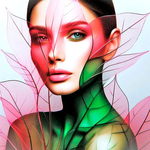 Romantisches Porträt mit transparenten Blättern.  ( 10 )