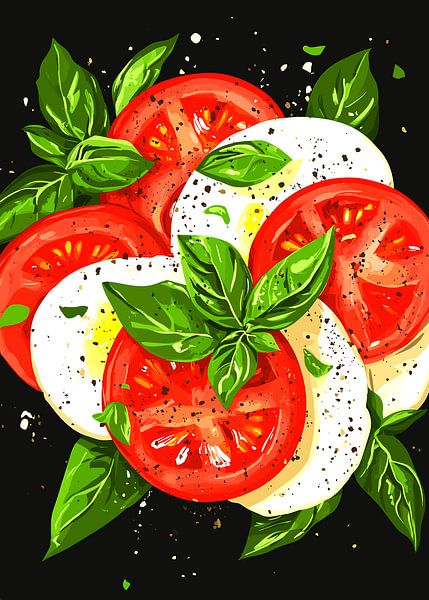 Frischer Caprese-Salat mit Basilikum von Pixelbull Design