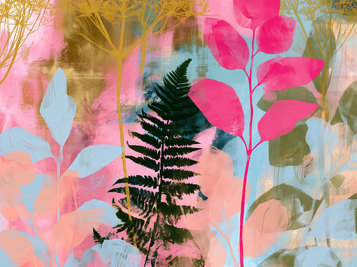 Vibrant leaves, abstract botanical garden