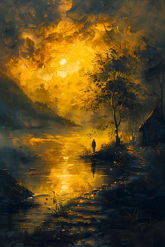 Schilderij Zwart Goud | Plexiglas Schilderij Zwart Goud | Schilderij Goud