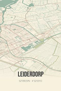 Vintage landkaart van Leiderdorp (Zuid-Holland) van MijnStadsPoster