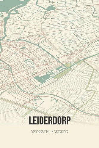 Vintage landkaart van Leiderdorp (Zuid-Holland)