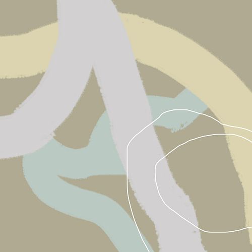 Abstracte pastelkunst in Wild Wonder kleuren in groen, beige en grijs