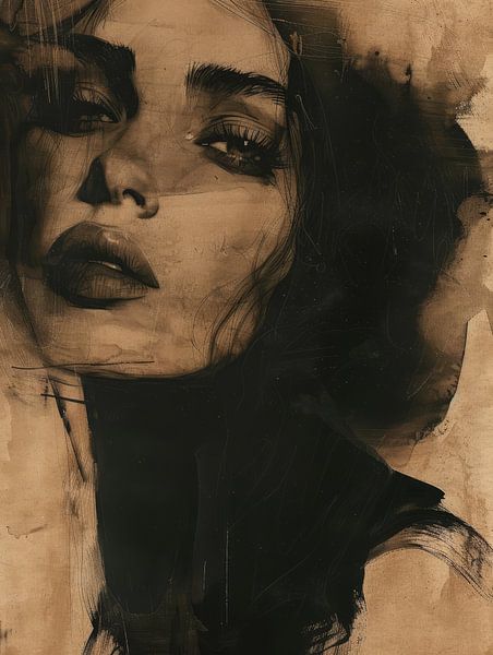 Bijzonder portret in duotone (twee kleuren) van Carla Van Iersel