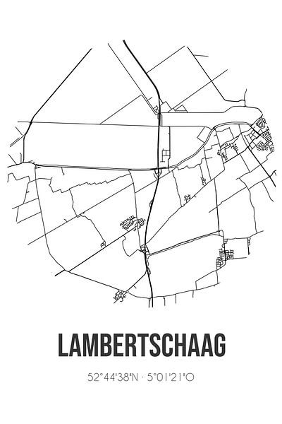 Lambertschaag (Noord-Holland) | Map | Black and White by Prints of Place