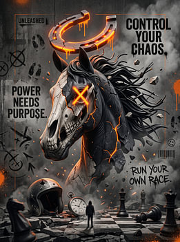 Control Your Chaos Power Needs Purpose Cyberpunk Horse Graphic Design