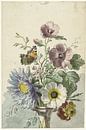 Bouquet of flowers with a butterfly, Willem van Leen by Schilders Gilde thumbnail
