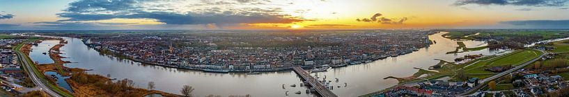 Kampen panorama sunset over the river IJssel during winter by Sjoerd van der Wal Photography