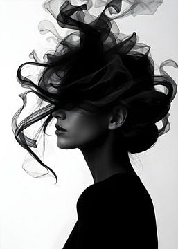 TW living - black and white fotografie - woman portrait 2 van TW living