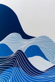 Golven van blauw en wit van Poster Art Shop