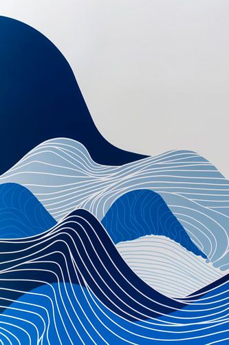Golven van blauw en wit