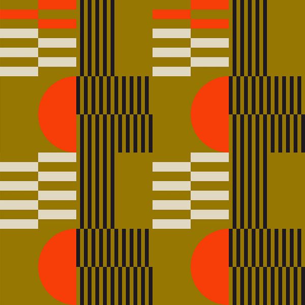Funky retro geometrische 1. Moderne abstracte kunst in heldere kleuren. van Dina Dankers