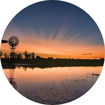 Kleurrijke zonsondergang windmolen Zutphen van Martin Winterman