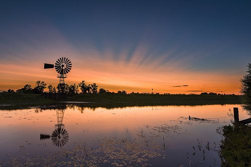 Colorful sunset windmill Zutphen by Martin Winterman