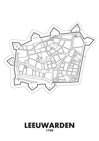 City map of Leeuwarden 1760 by STADSKAART