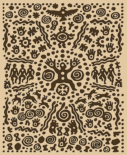 Ancient Spirit Tree Hand Eyes Art