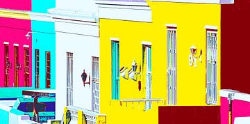 kleurrijke huizen in Bo Kaap Zuid-Afrika mixed media van Werner Lehmann