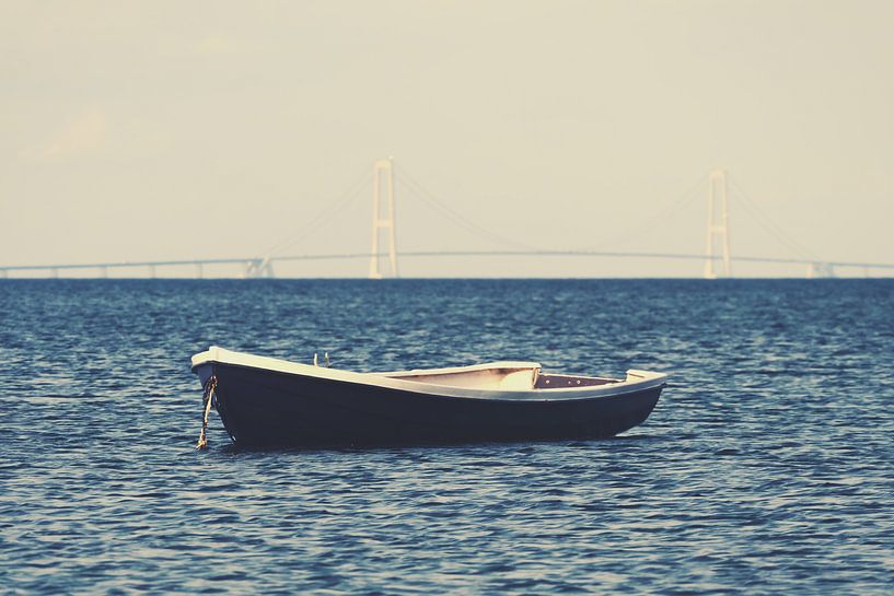 Storebælt Bridge with a Boat by Jörg Hausmann