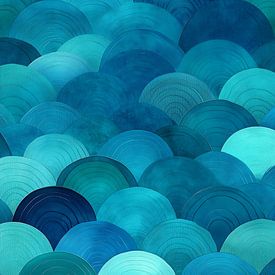 Blauwe Wavy Cirkels van Danny van Eldik - Perfect Pixel Design