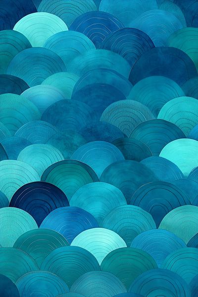 Blaue gewellte Kreise von Danny van Eldik - Perfect Pixel Design