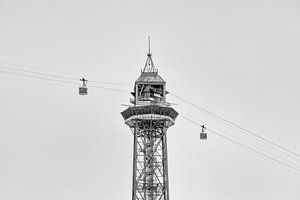 Barcelona kabelbaan in zwart-wit