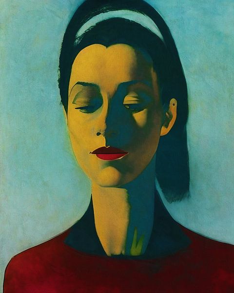 Portrait d'une jeune femme avec un bandeau bleu par Jan Keteleer