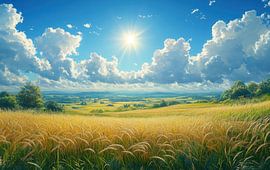 Golden Fields Under a Radiant Sky