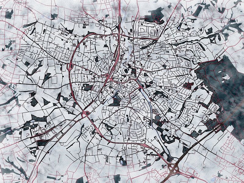 Map of Herford with the style 'White Winter' by Maporia