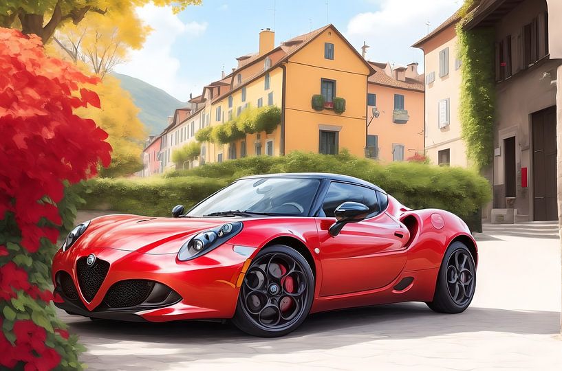 Red Alfa Romeo 4C in Bella Italia by DeVerviersBelgium