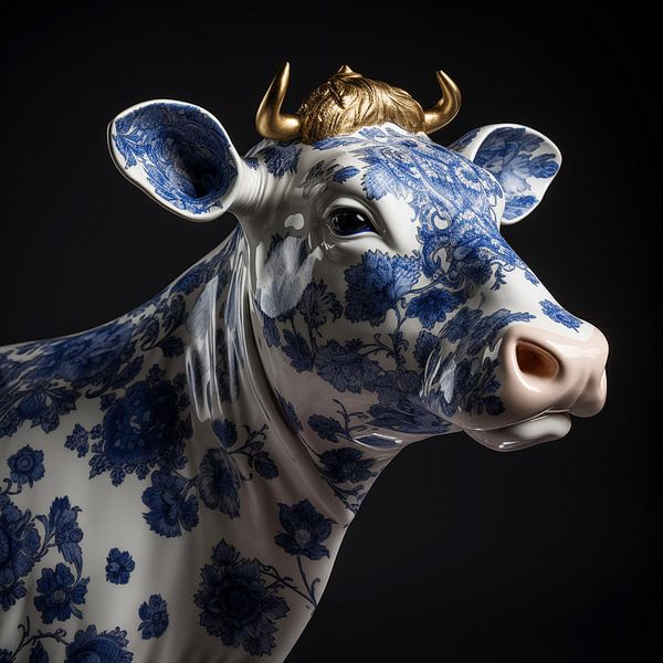 Cow in Delft Blue by Celeste