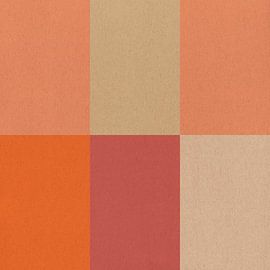 Abstrakte geometrische Kunst in warmem Orange, Dunkelrot, Koralle und Beige von Dina Dankers