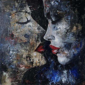 Kussende vrouwen abstract van TheXclusive Art