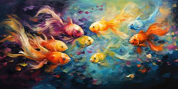 Kleurrijke school vissen van ARTemberaubend